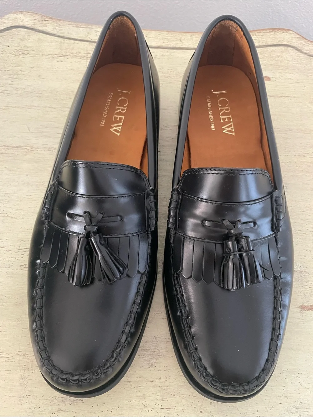 J. CREW Camden kiltie tassel loafers with rubber soles in Black Size 10 M CO578